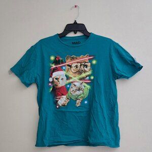 Blue Star Wars cat Christmas Laser t-shirt